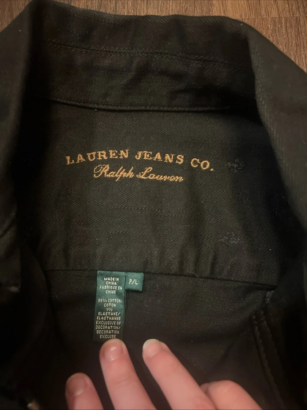 Ralph Lauren Black Denim Jacket with Geometric Embroidery - Picture 2 of 3